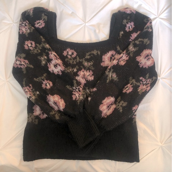 Anthropologie Black Floral Motif Sweater - Picture 6 of 7